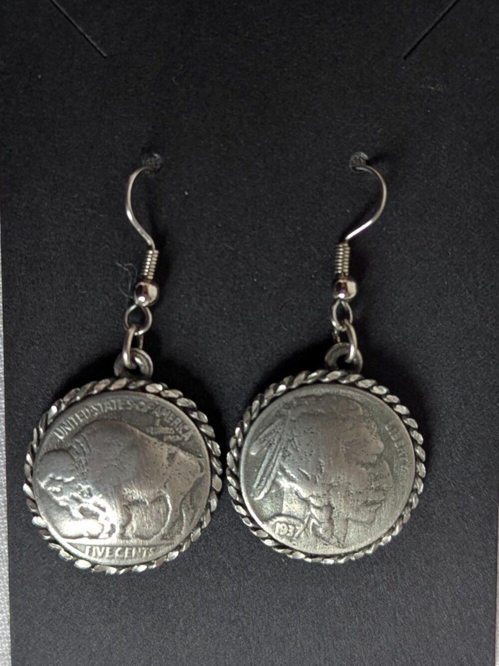 Vintage 1937 Buffalo Nickel Earrings
